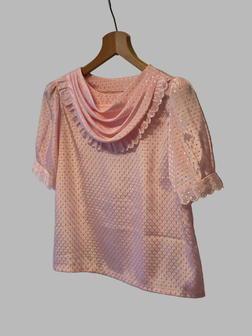 Blusa vintage rosa satinada