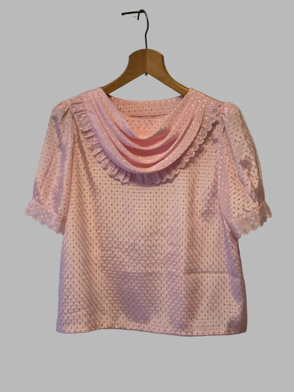Blusa vintage rosa satinada