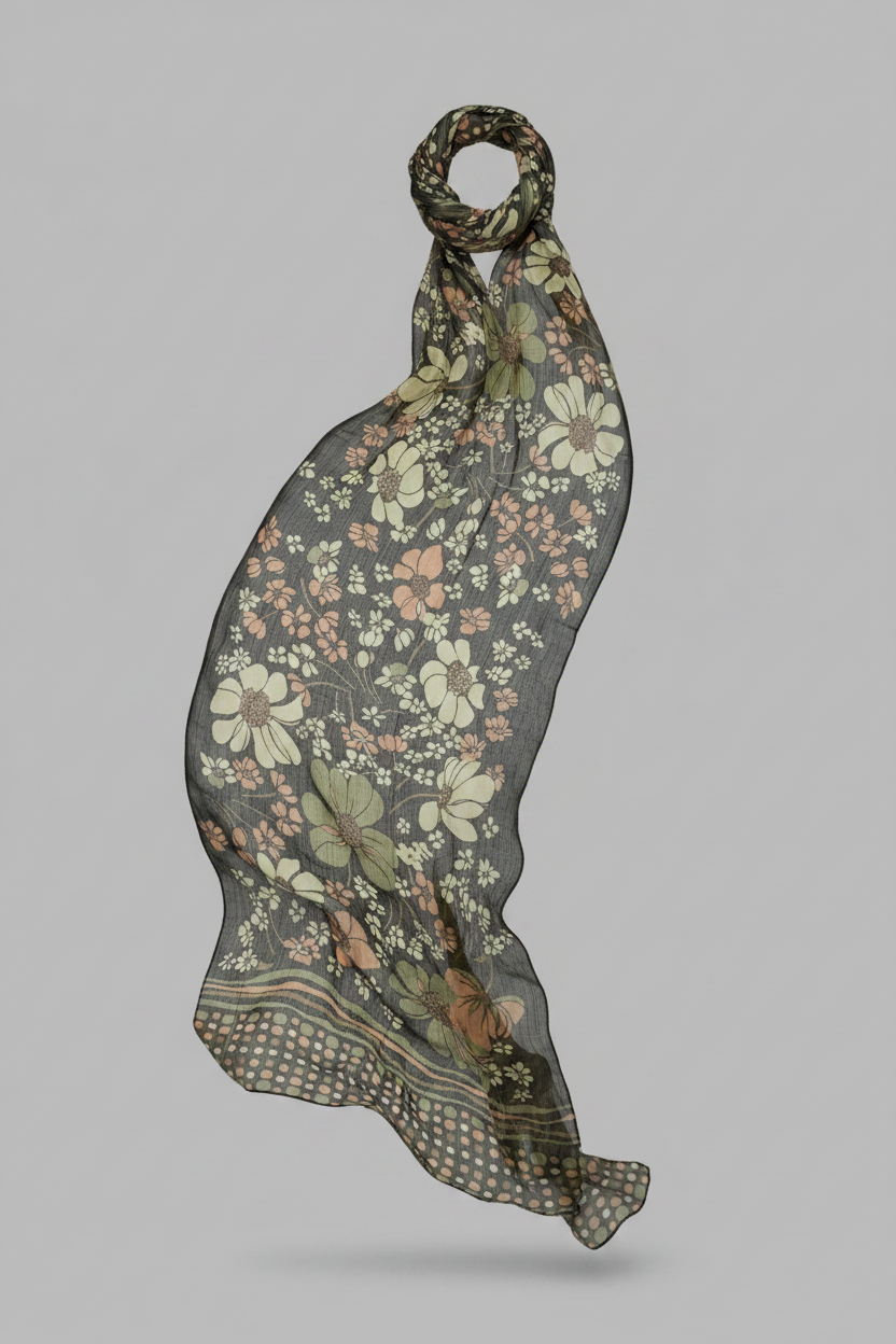Fular verde floral
