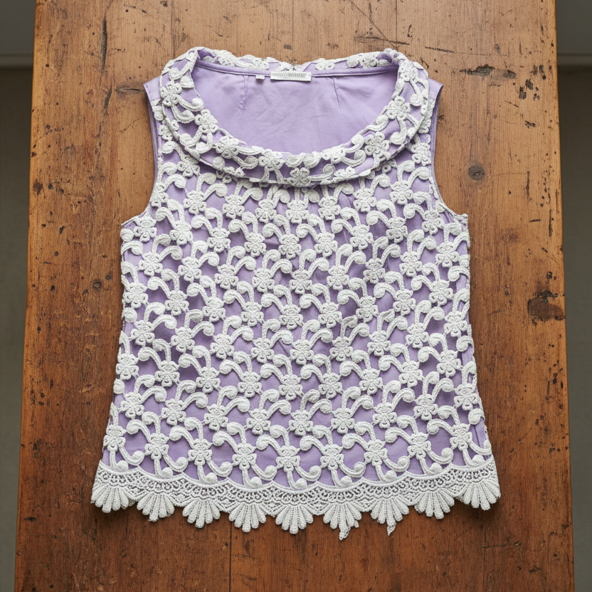 Vintage-Bluse mit Guipure-Spitze von Nara Camicie