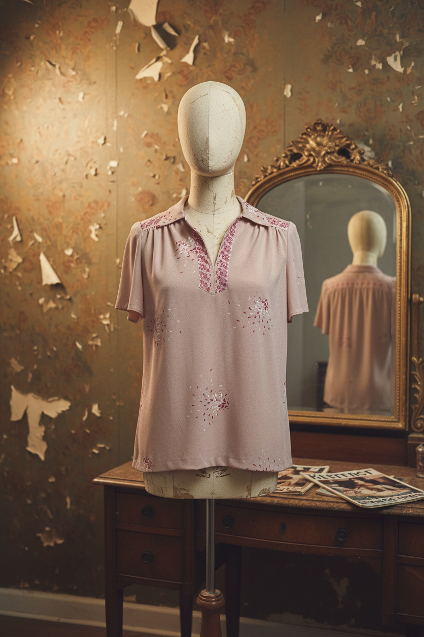 Blusa vintage rosa empolvado