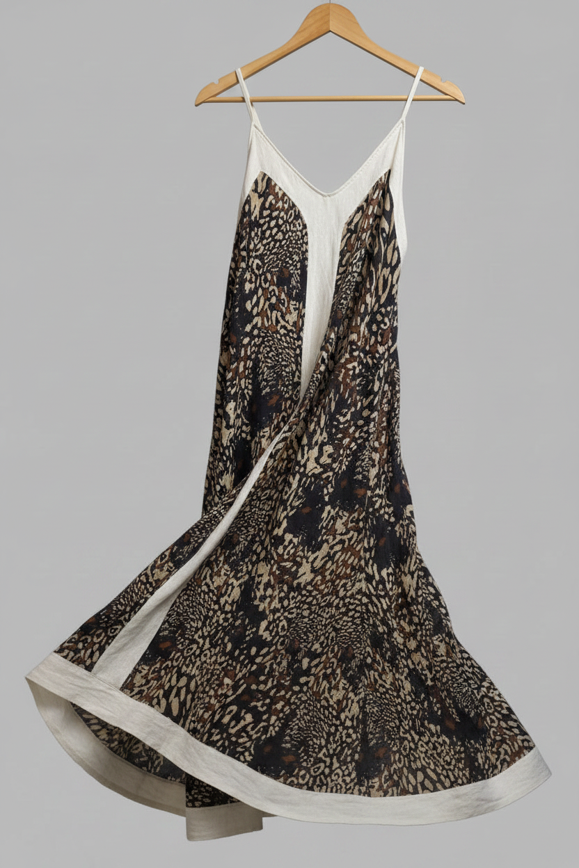 Robe longue à bretelles tons terre