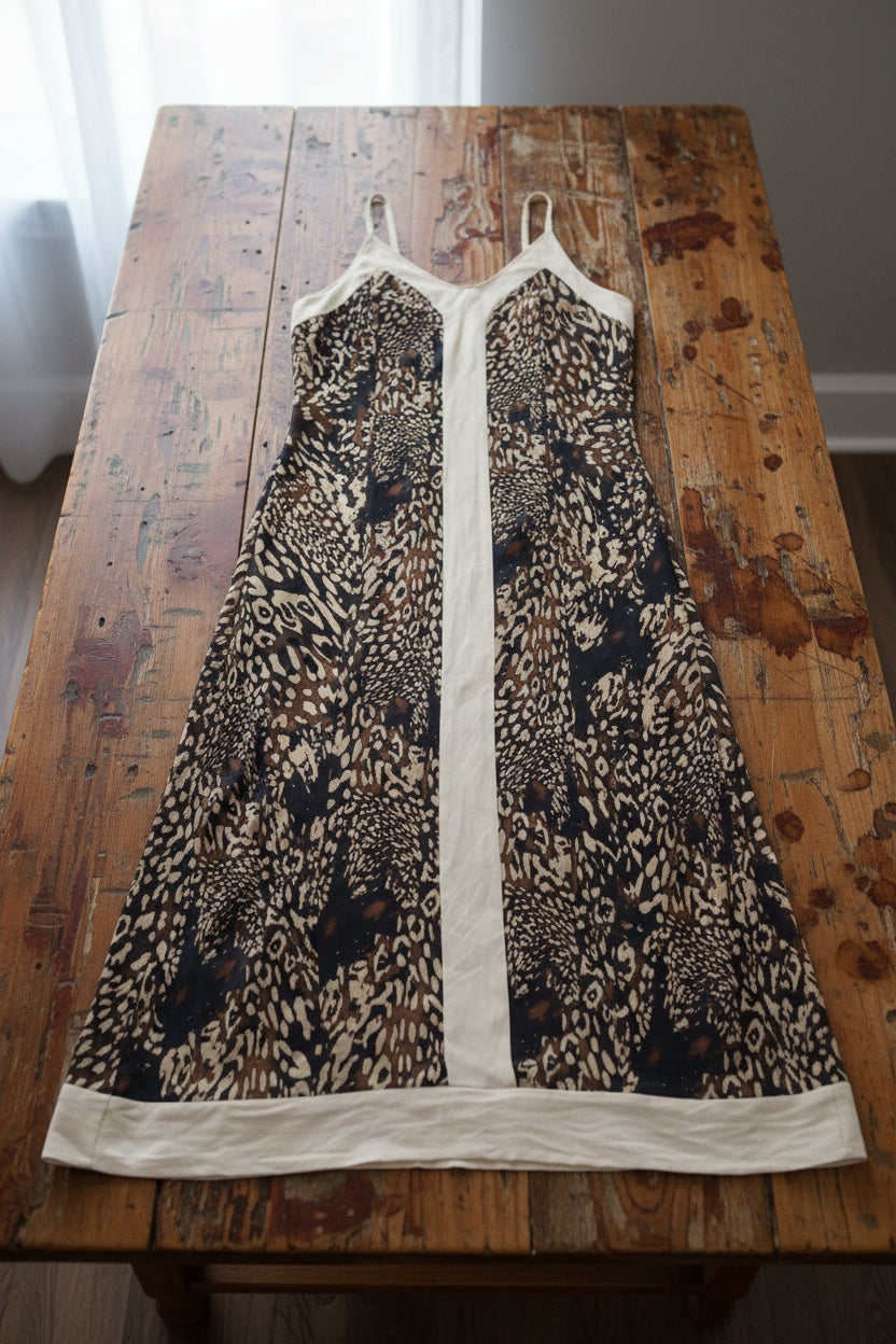 Robe longue à bretelles tons terre