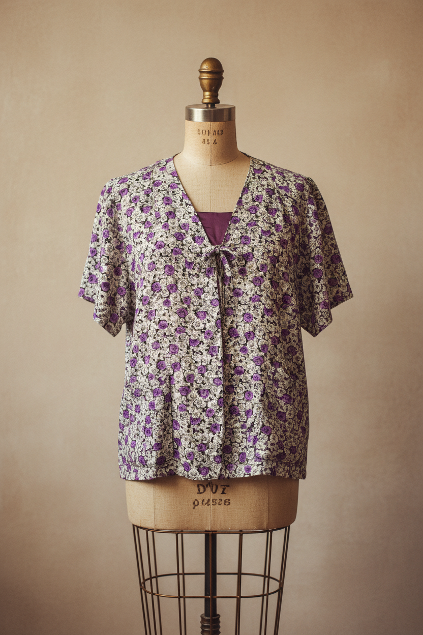 Vintage-Bluse mit Blumenmuster