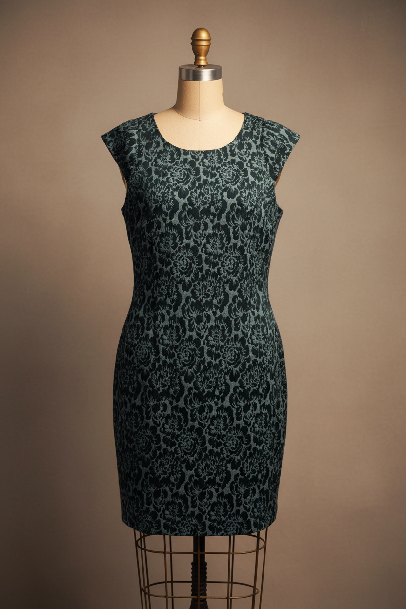 Robe courte sans manches vert floral