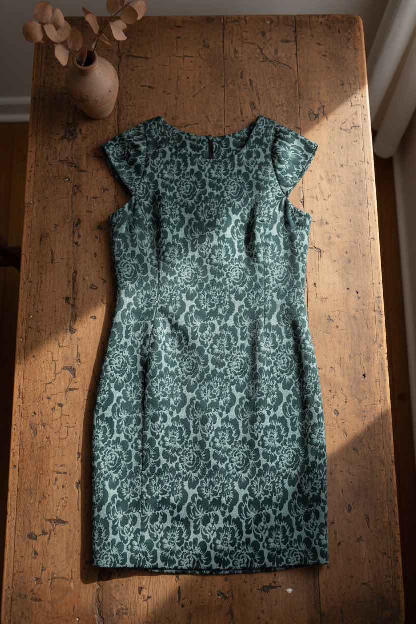 Robe courte sans manches vert floral