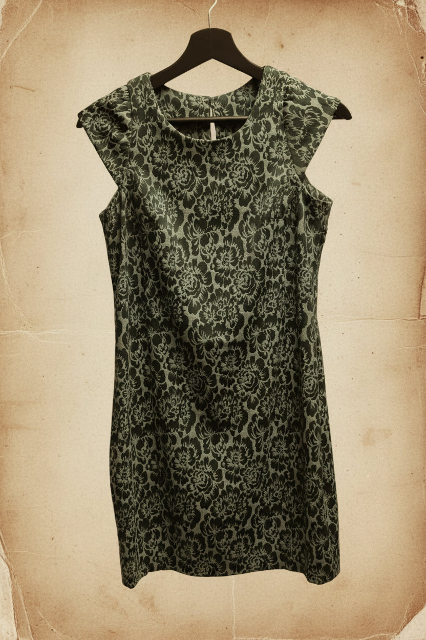 Robe courte sans manches vert floral