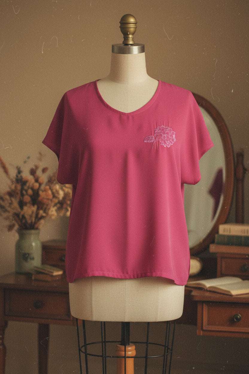 Blusa manga corta fucsia