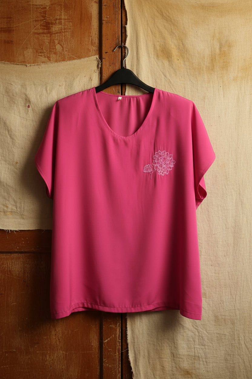 Blusa manga corta fucsia