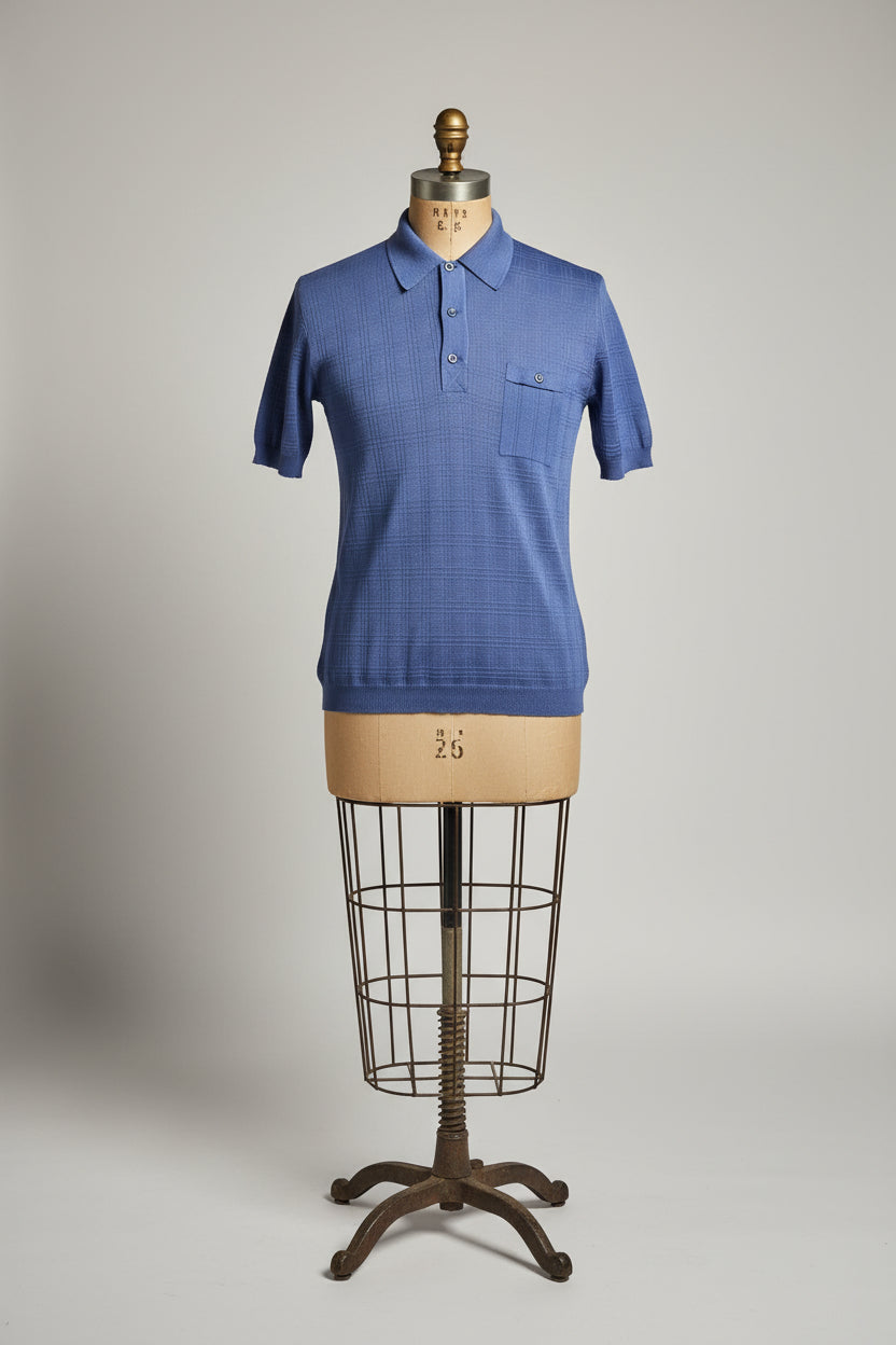 Polo vintage azul de punto calado