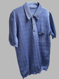 Polo vintage azul de punto calado
