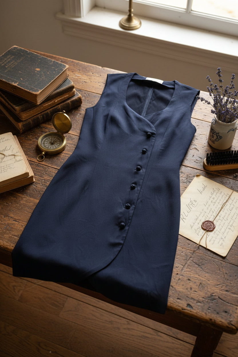 Vestido vintage azul marino de Phan Thèmpio Mode