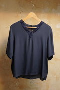 Blouse fluide en soie et acétate avec dentelle - Made in Italy
