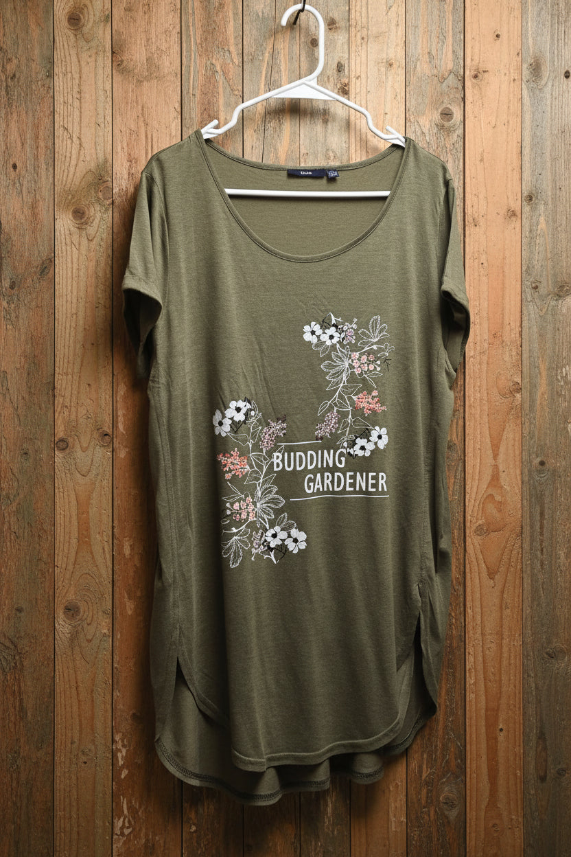 Langes T-Shirt in Olivgrün