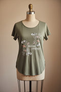 Langes T-Shirt in Olivgrün