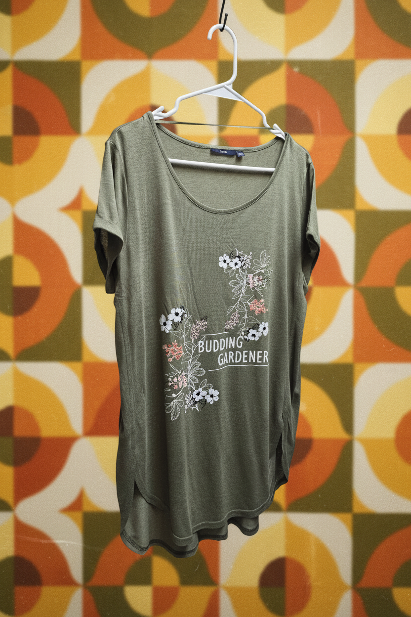 Langes T-Shirt in Olivgrün