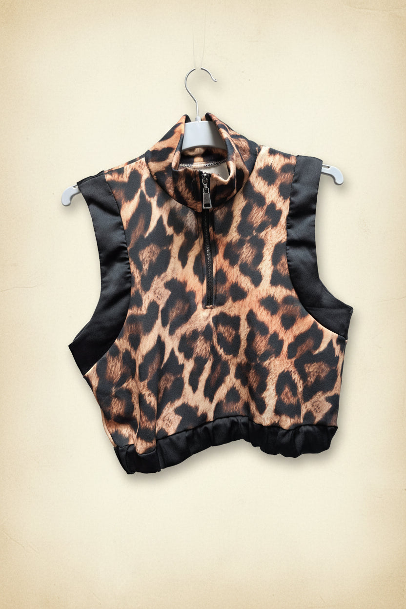 Chaleco crop animal print