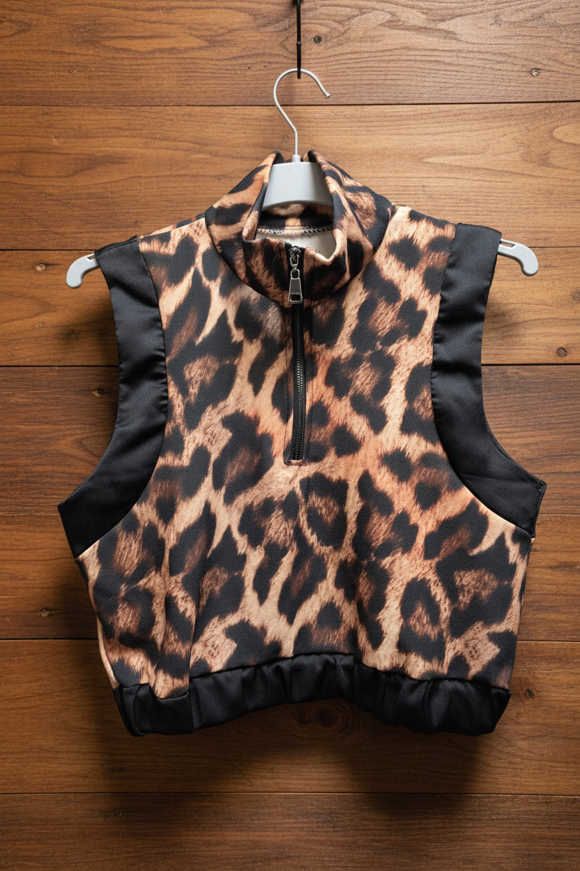 Chaleco crop animal print