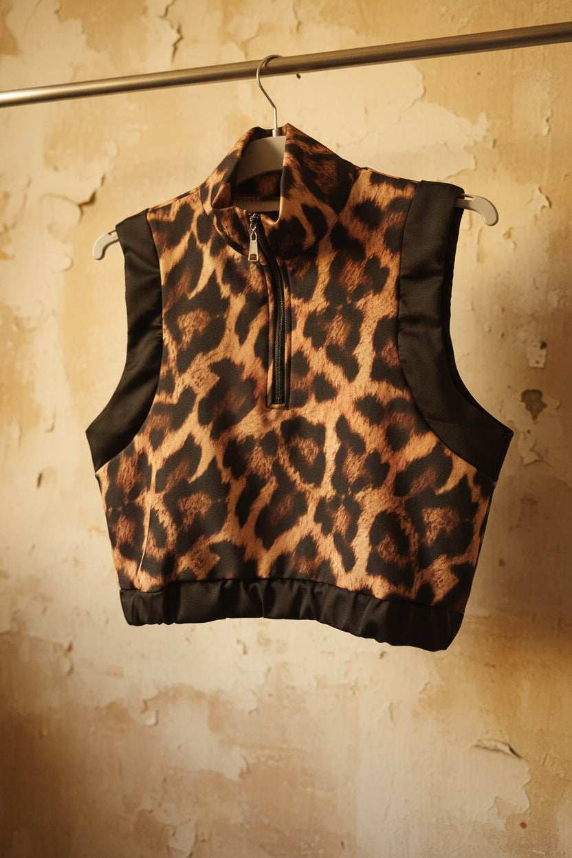 Chaleco crop animal print