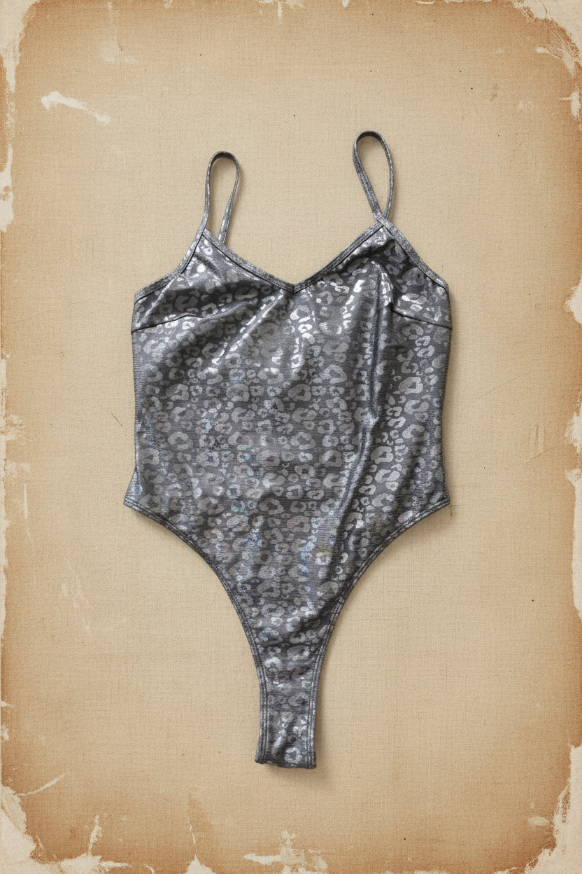 Maillot de bain vintage gris métallisé