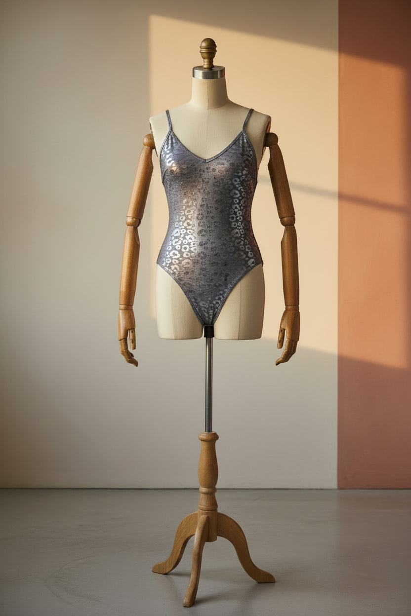 Maillot de bain vintage gris métallisé