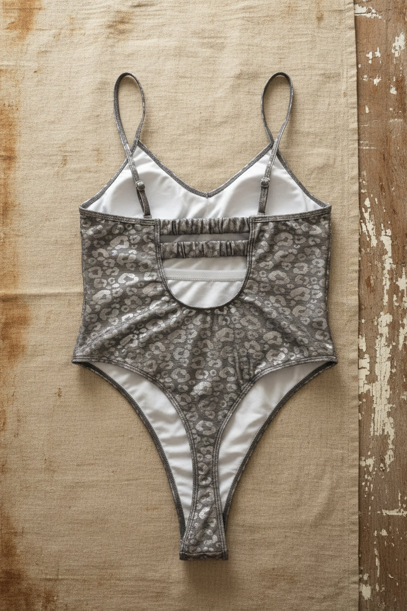 Maillot de bain vintage gris métallisé
