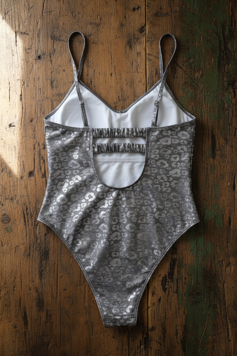 Maillot de bain vintage gris métallisé