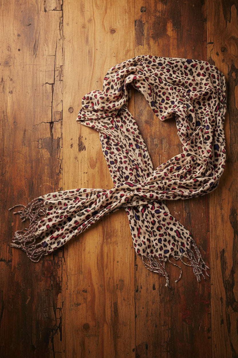 Fular estampado leopardo multicolor