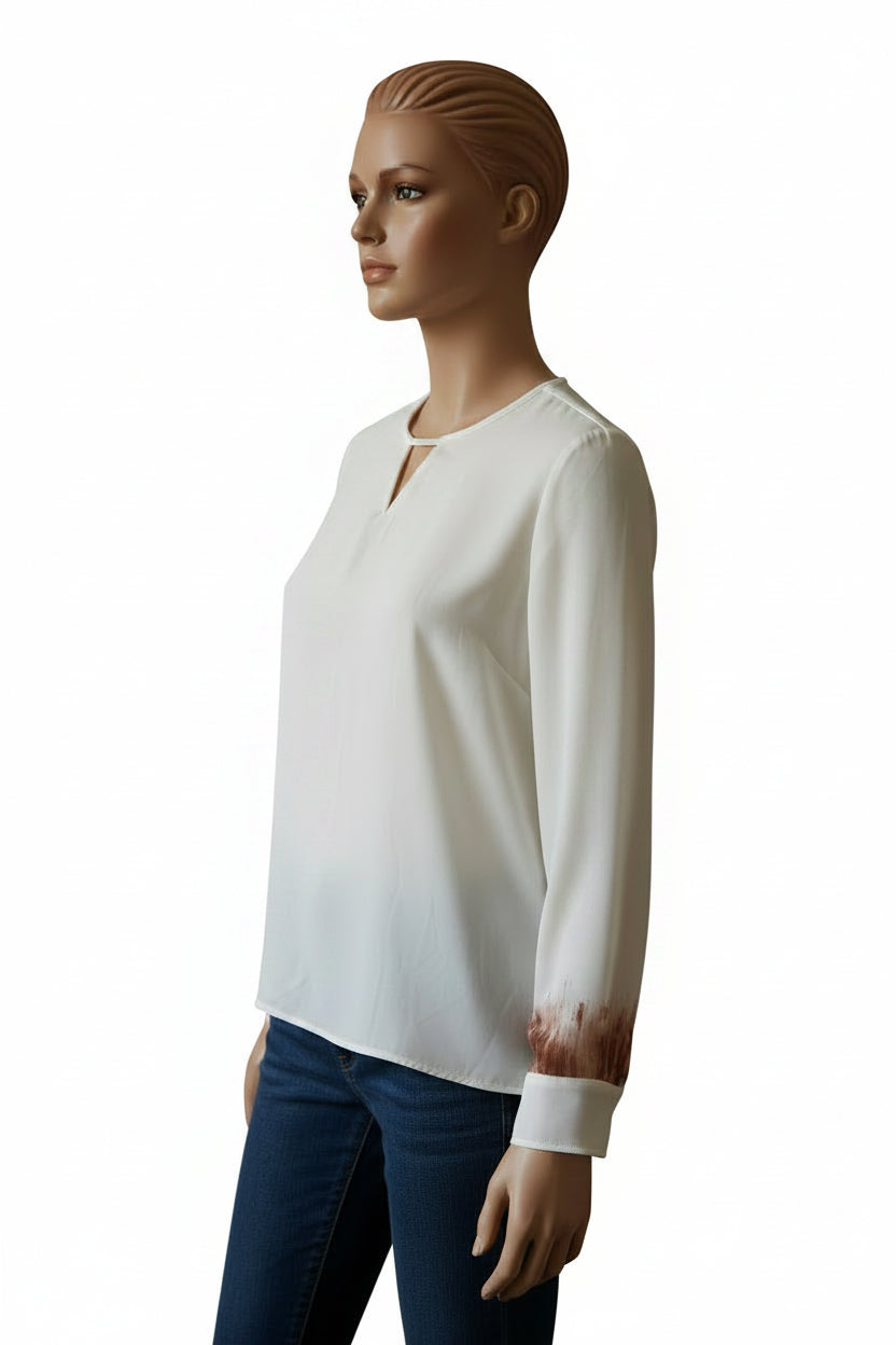 Blusa blanca Calliope intervenida, Talla L