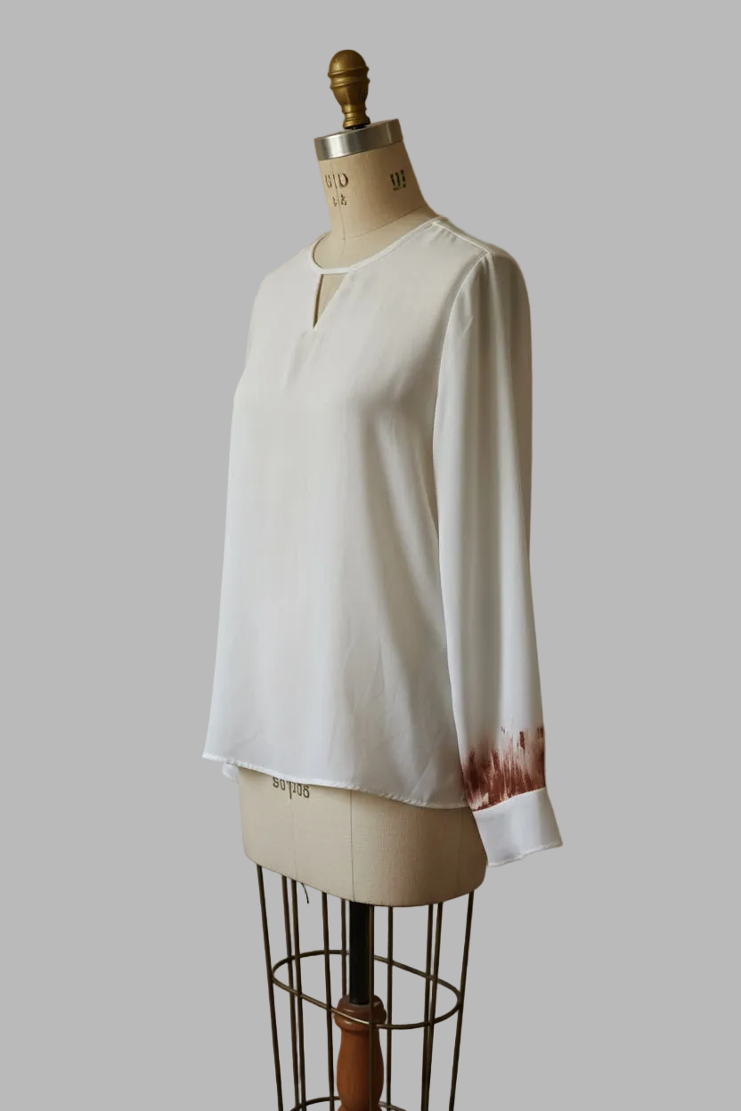 Blusa blanca Calliope intervenida, Talla L