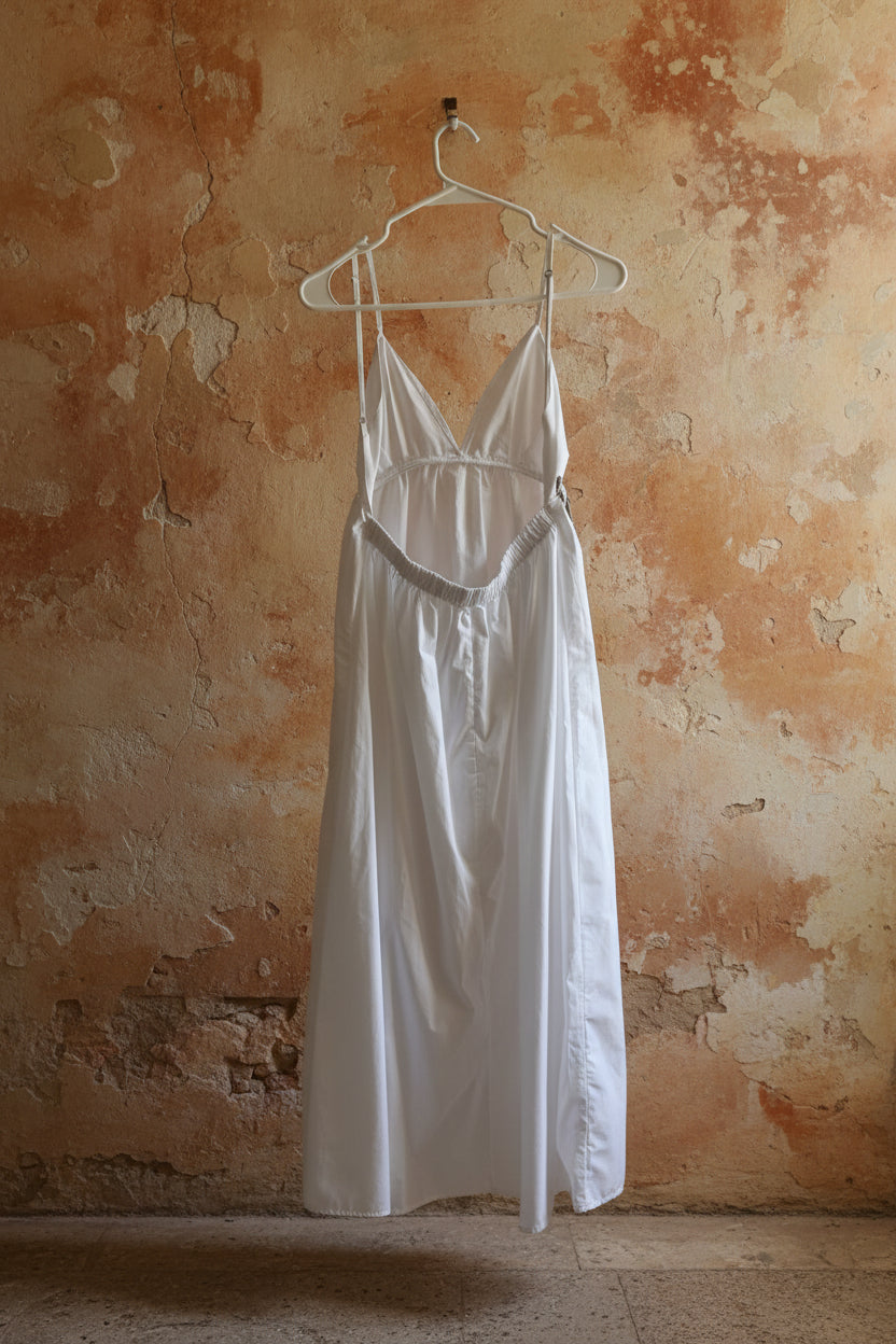 Vestido maxi blanco pintado a mano, Talla Única