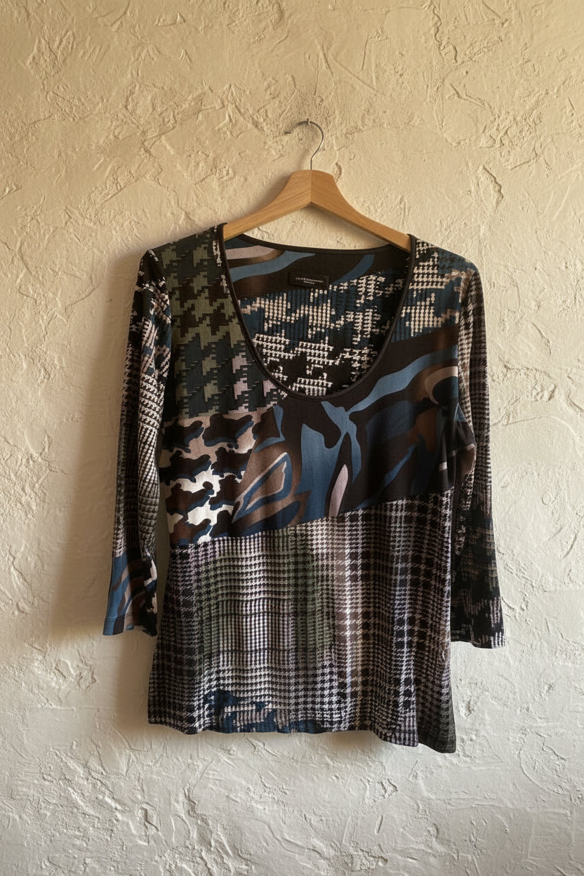 Blouse en maille patchwork multicolore - Javier Simorra