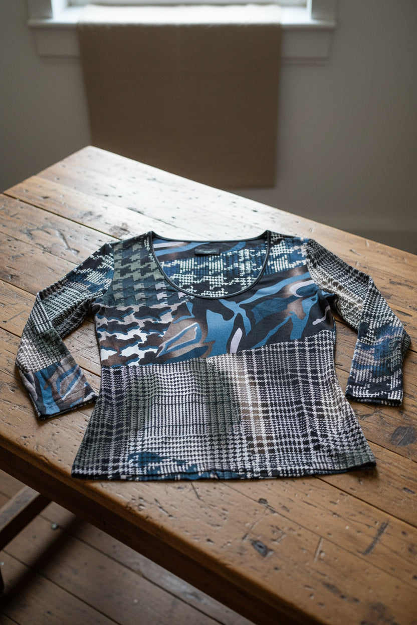 Blouse en maille patchwork multicolore - Javier Simorra