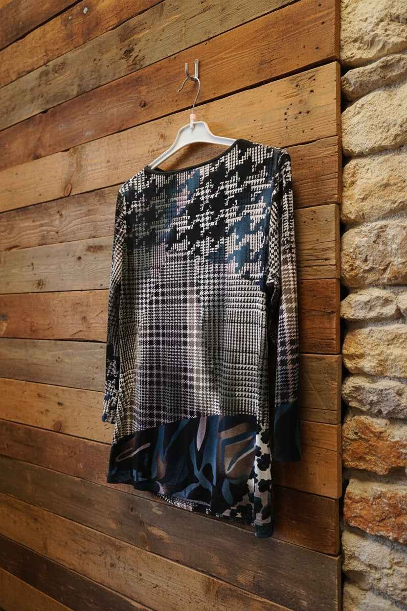 Blouse en maille patchwork multicolore - Javier Simorra