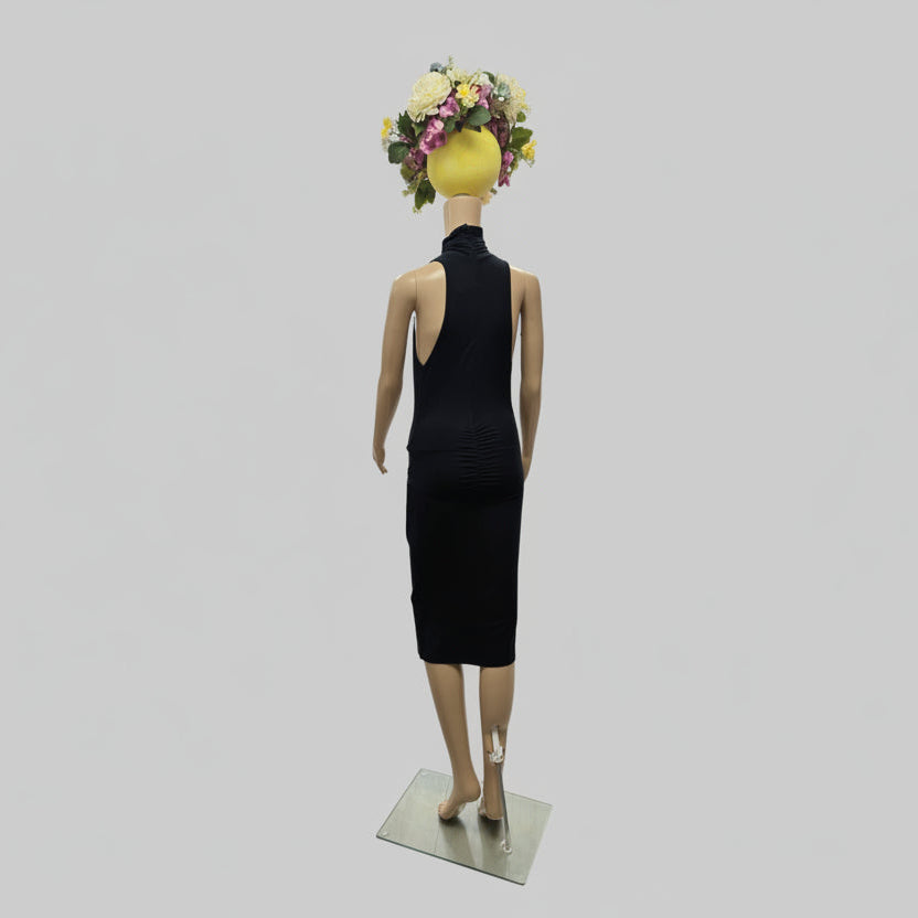 Vestido negro pintado a mano «Geometría Viva» — Celyn b. by Elisabetta Franchi | Pieza única