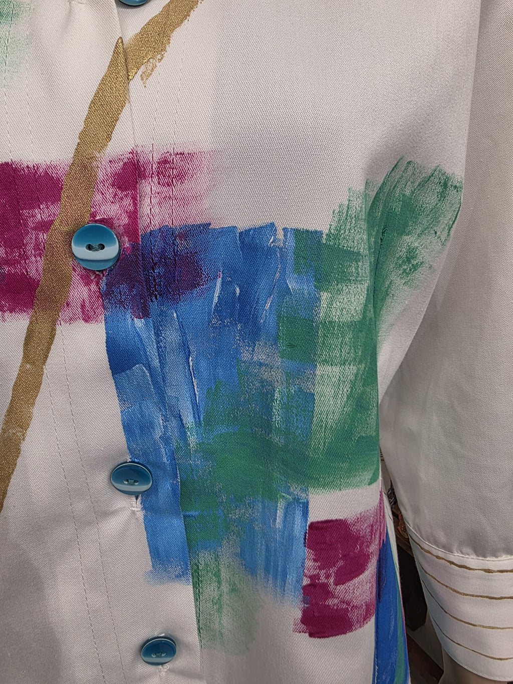 Blazer blanco artesanal pintado a mano