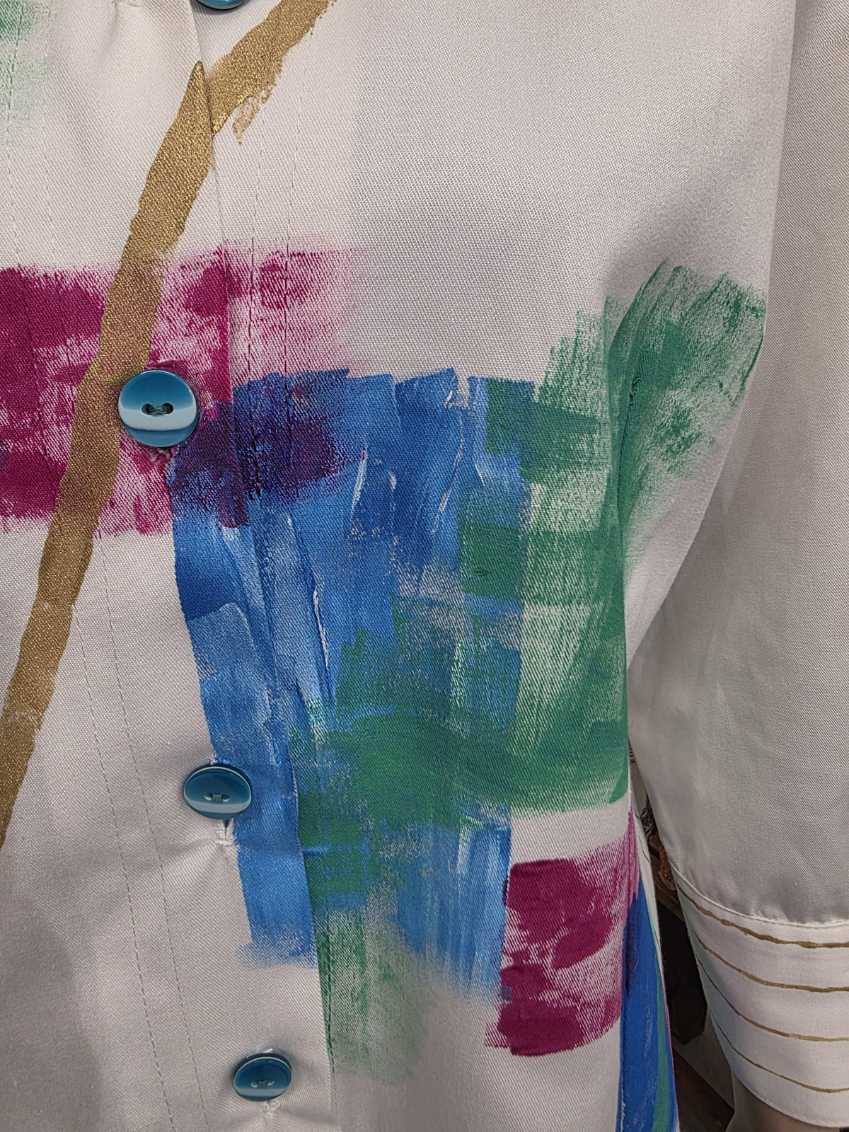 Blazer blanco artesanal pintado a mano