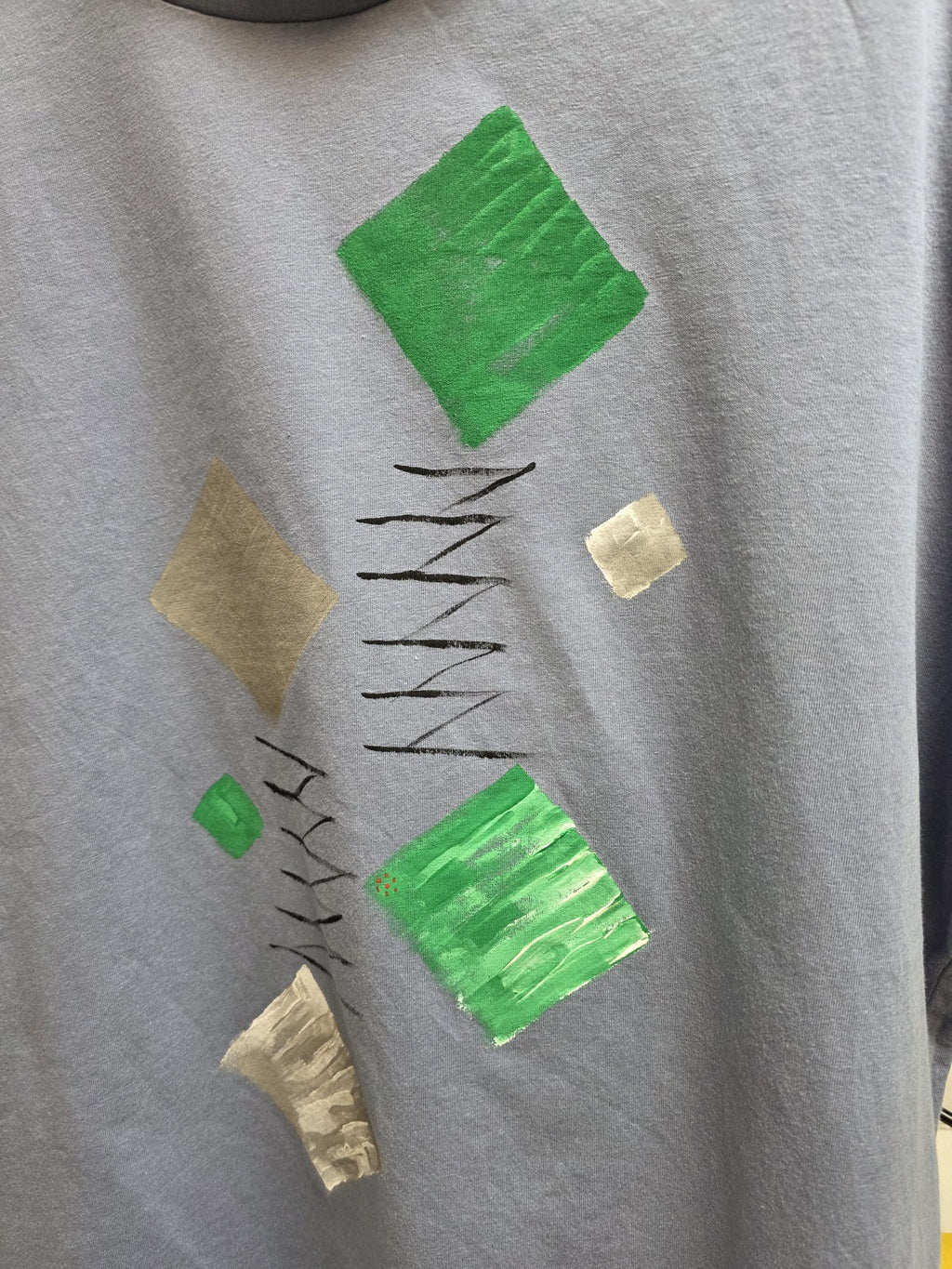 Camiseta azul grisáceo pintada a mano, Talla XL