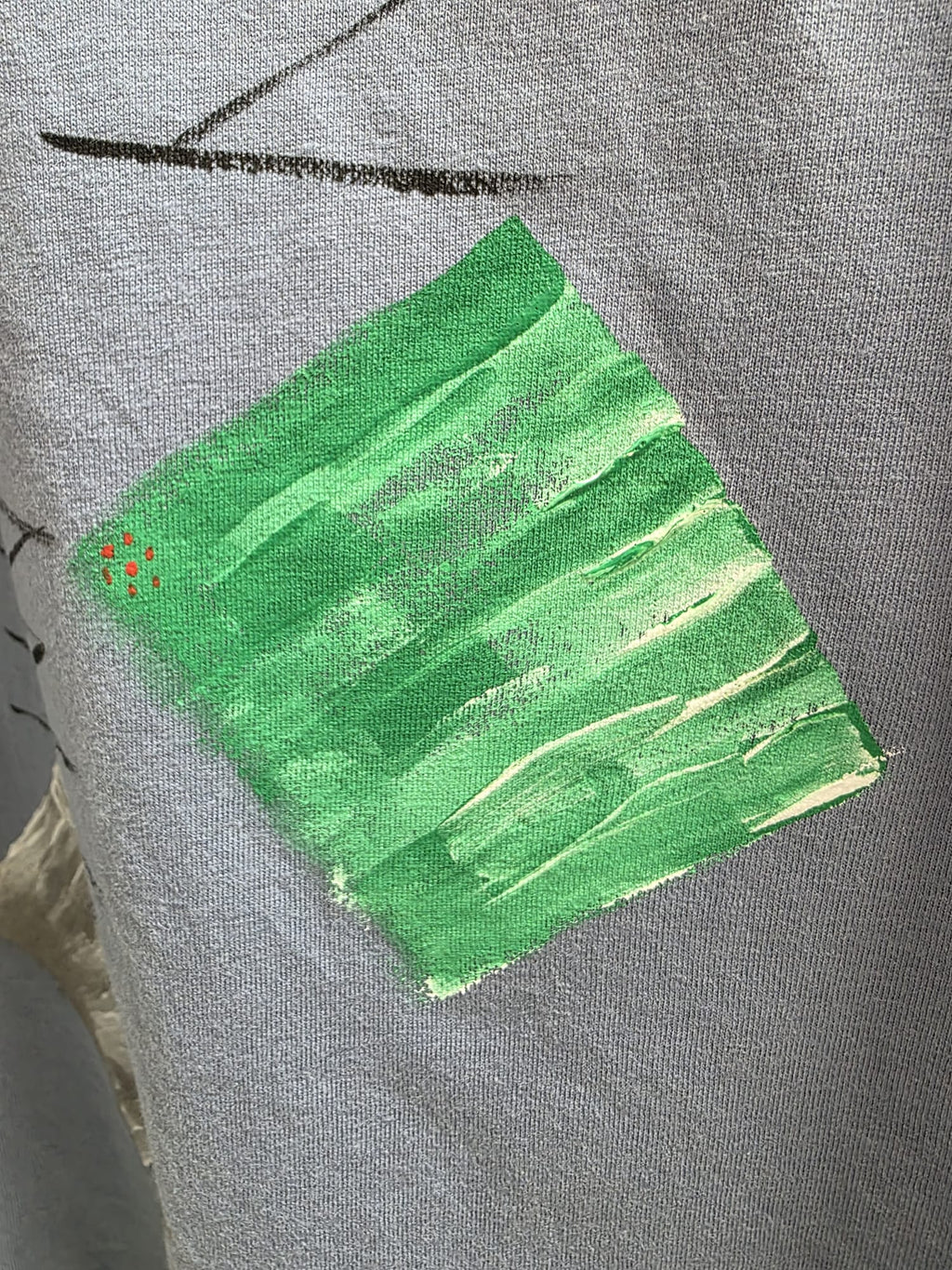 Camiseta azul grisáceo pintada a mano, Talla XL
