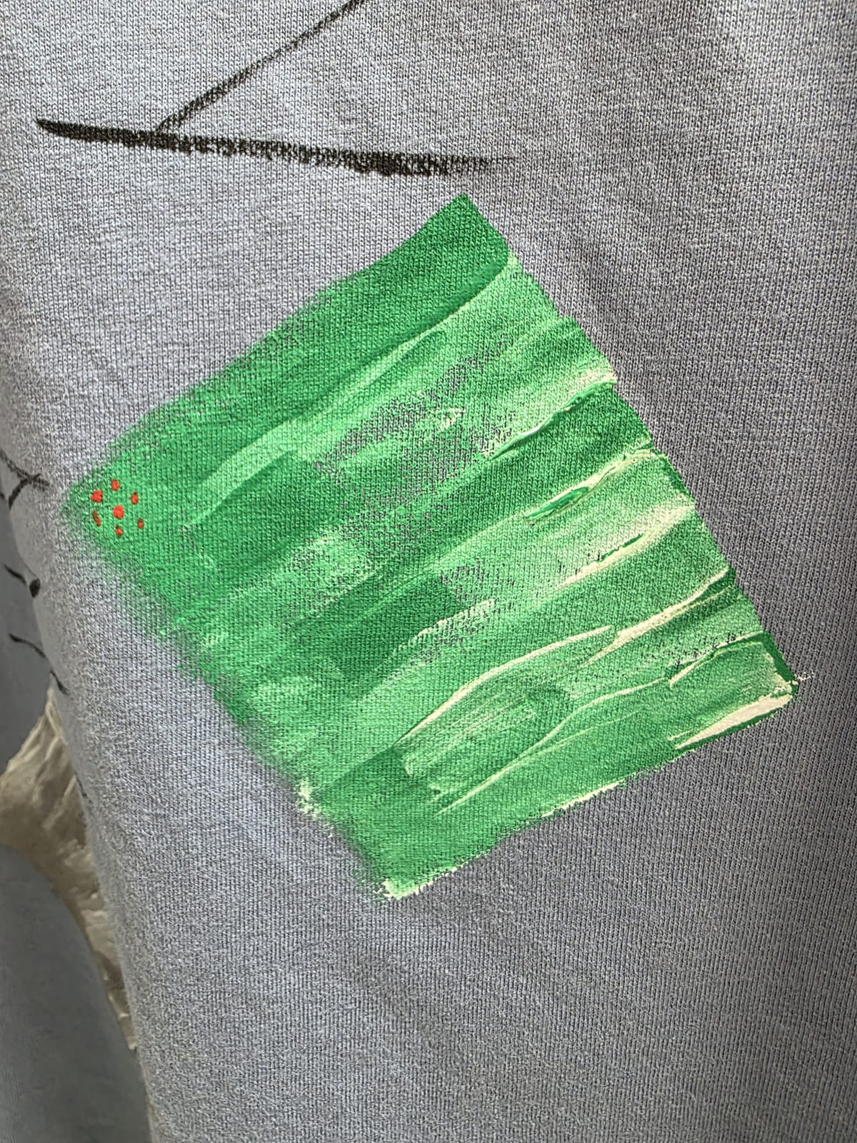 Camiseta azul grisáceo pintada a mano, Talla XL